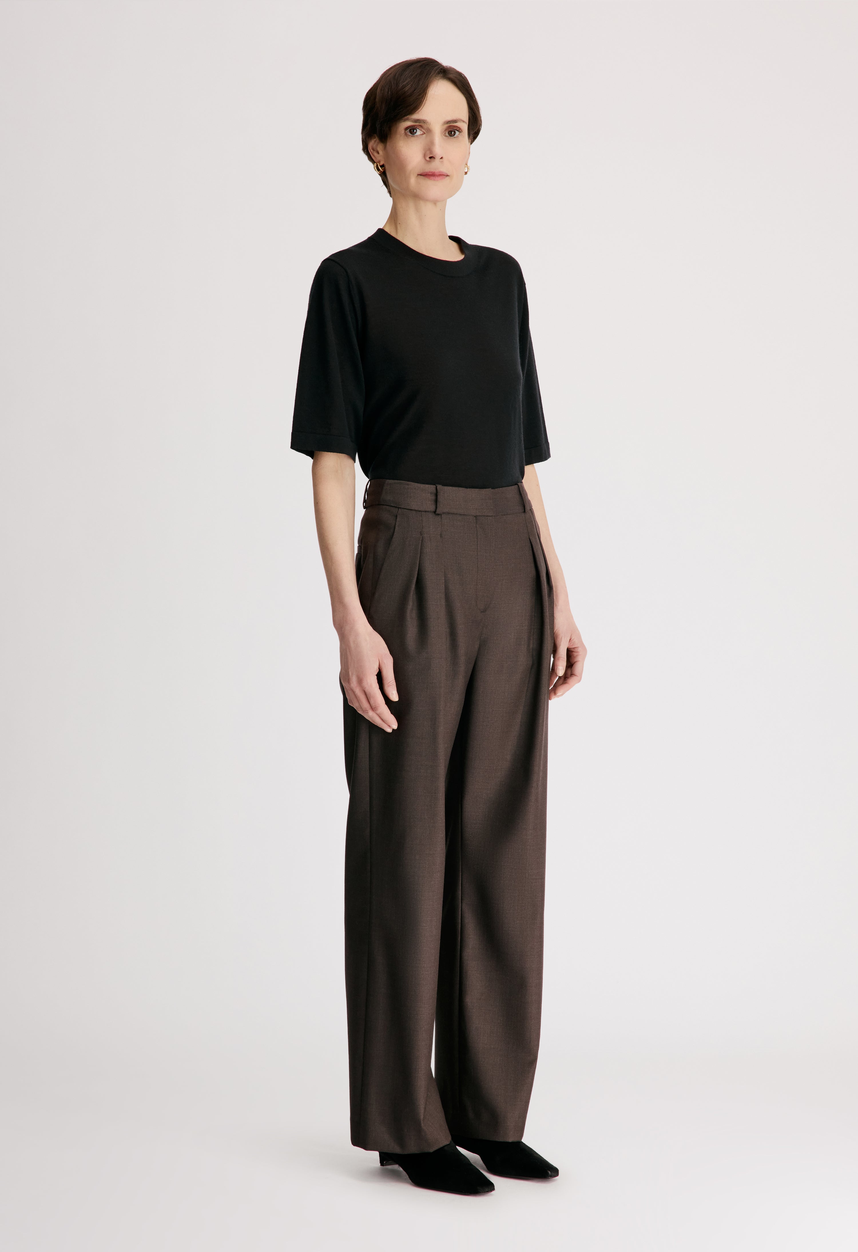SBIRU LDS Virgin wool pleated trousers
