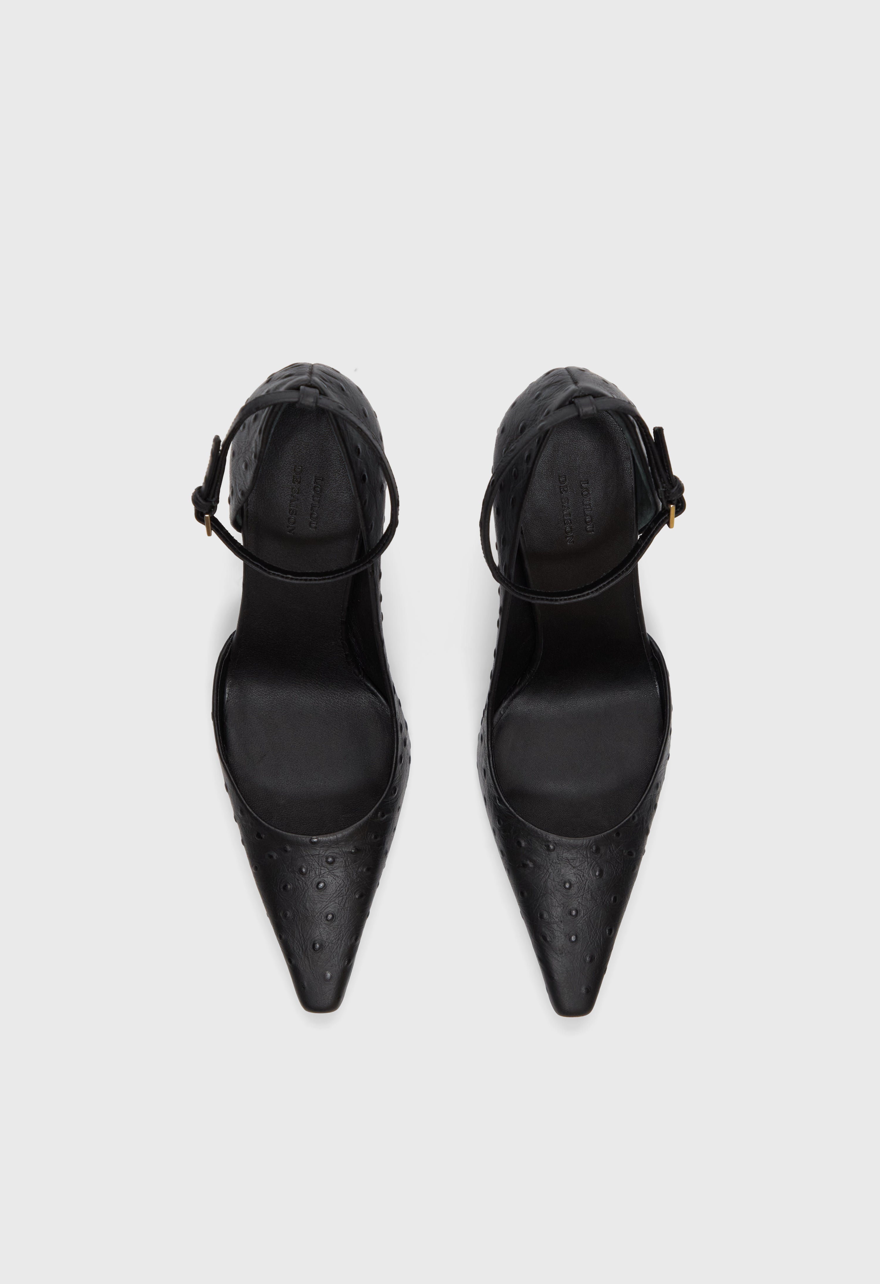 SCALA Ostrich-effect leather pumps