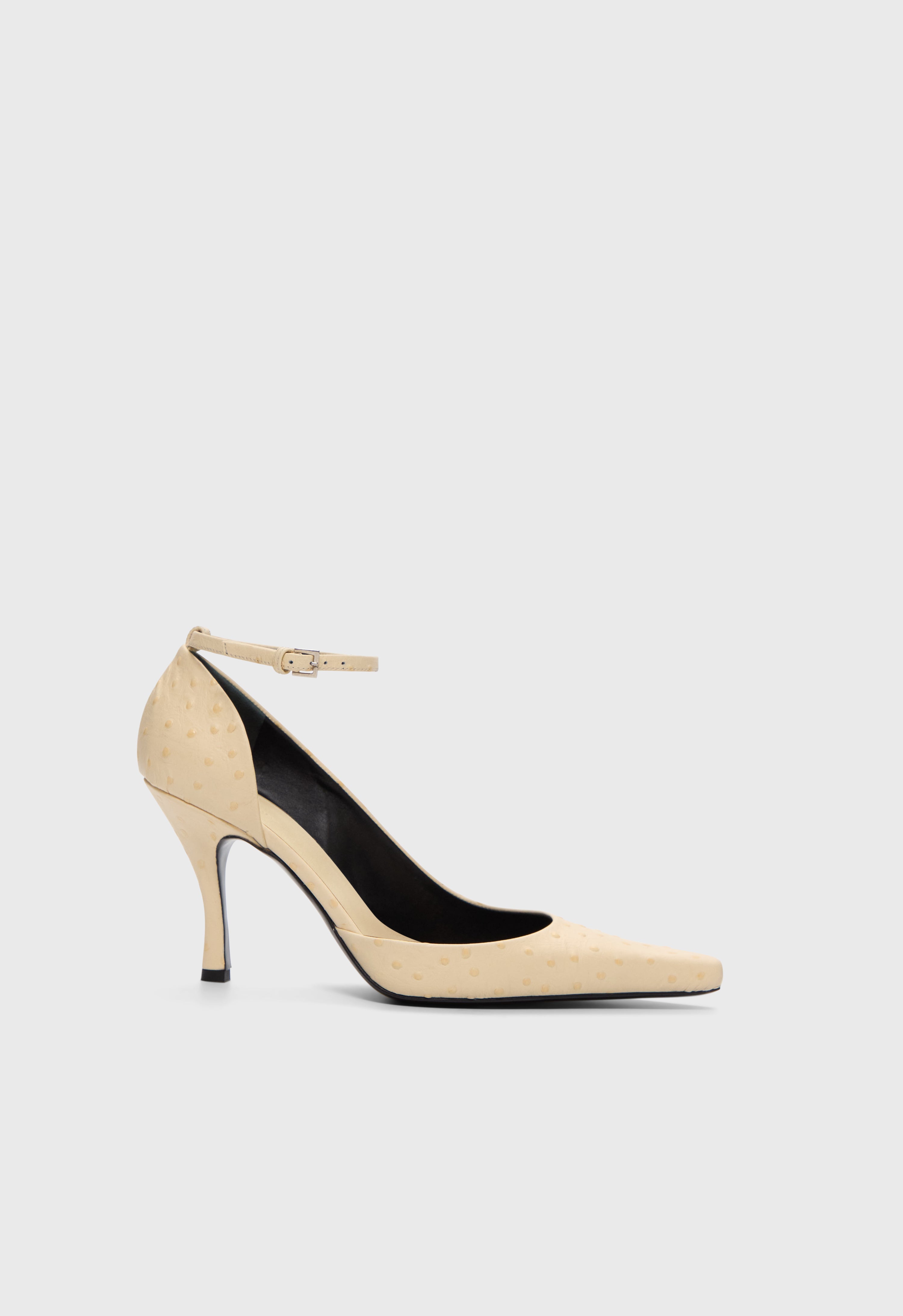 SCALA Ostrich-effect leather pumps