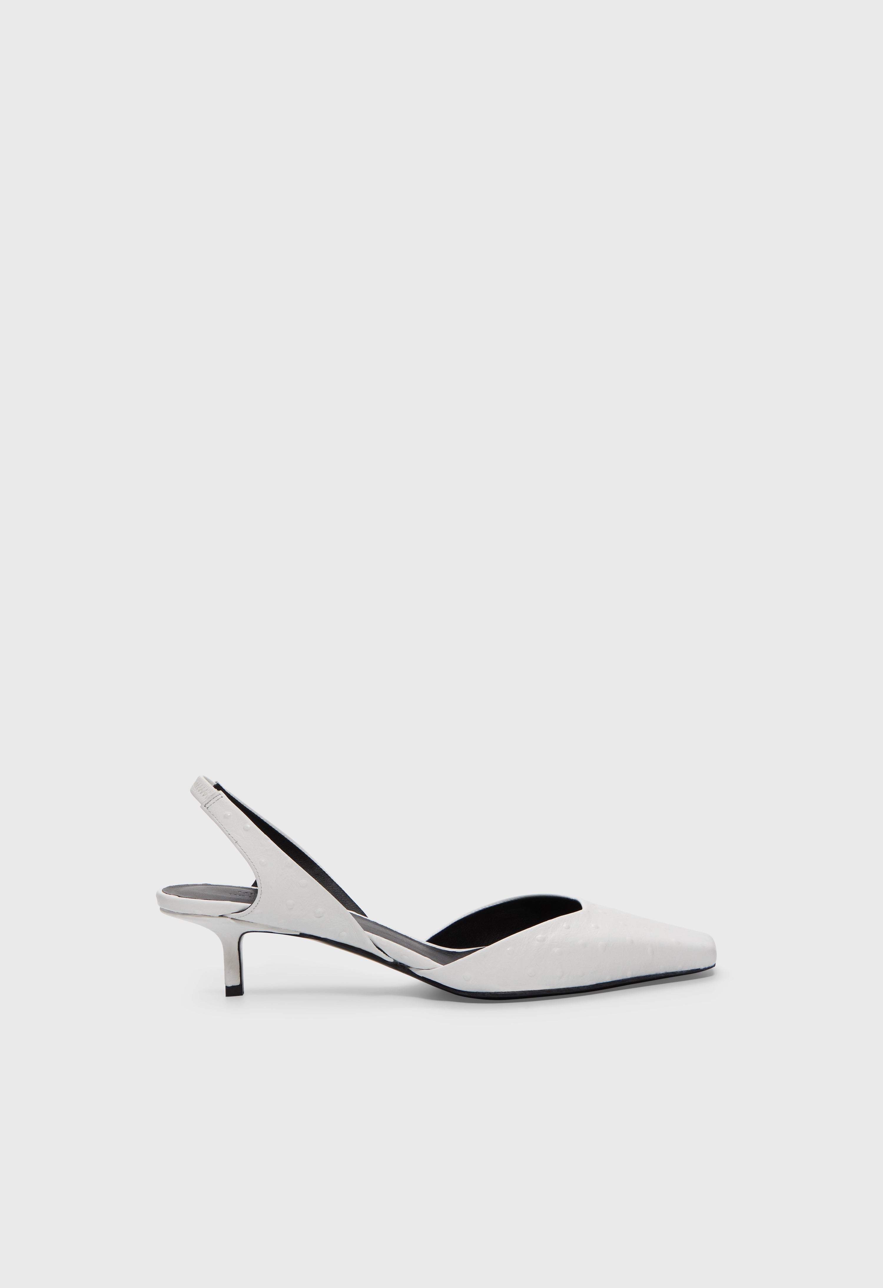 SULLY Ostrich-effect leather slingback shoes