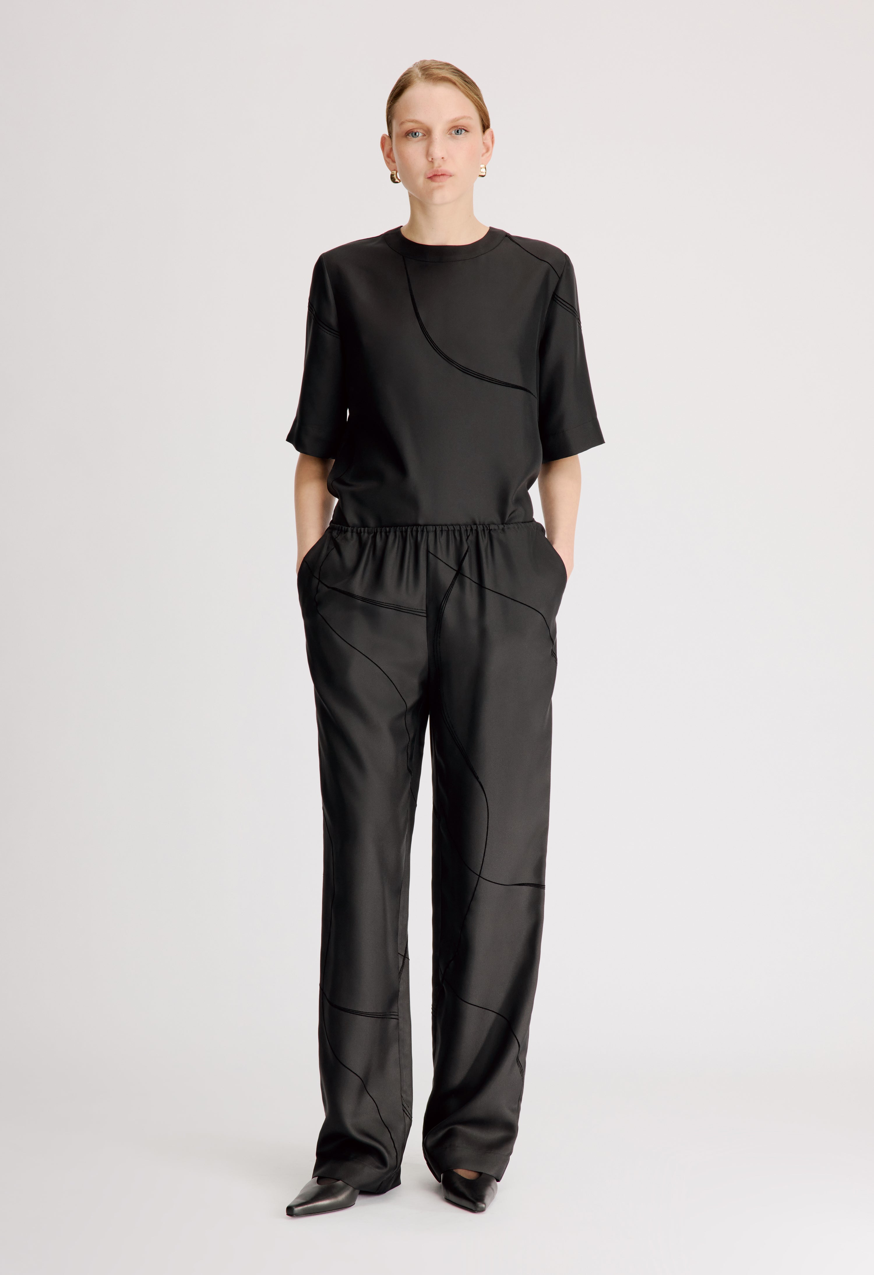 VIKI Elasticated silk twill trousers