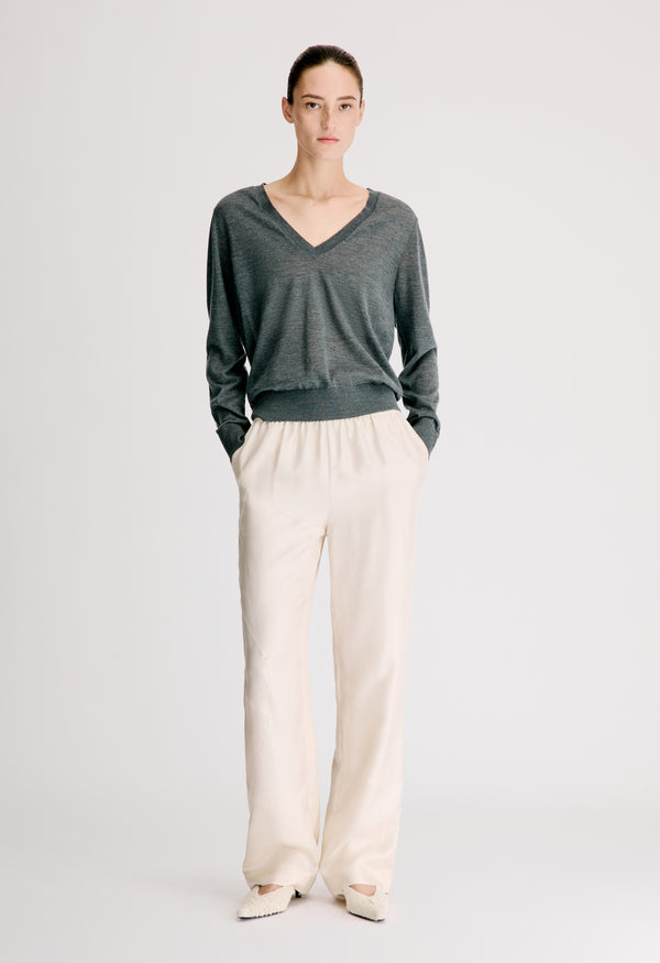 VIKI Elasticated silk twill trousers