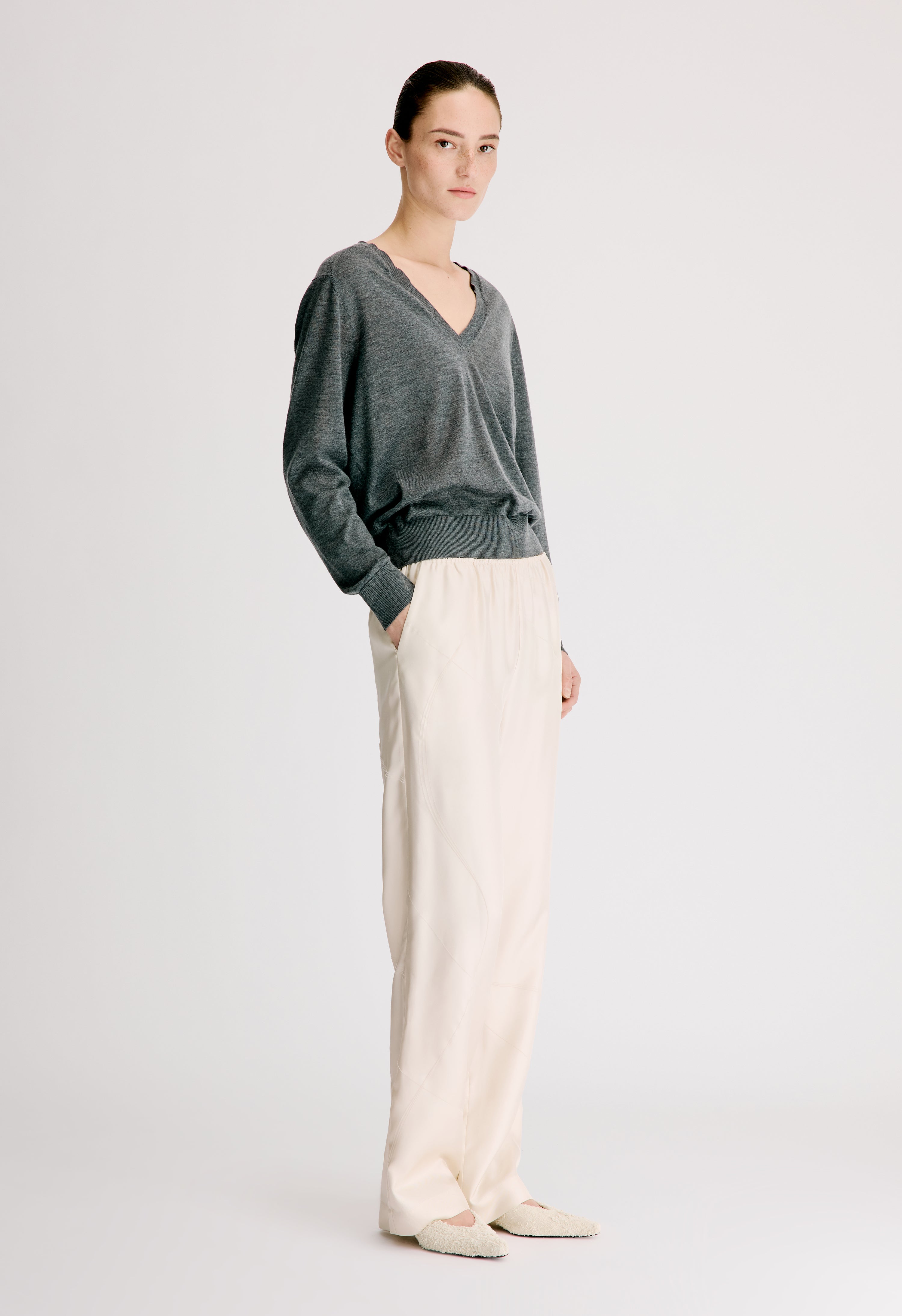 VIKI Elasticated silk twill trousers