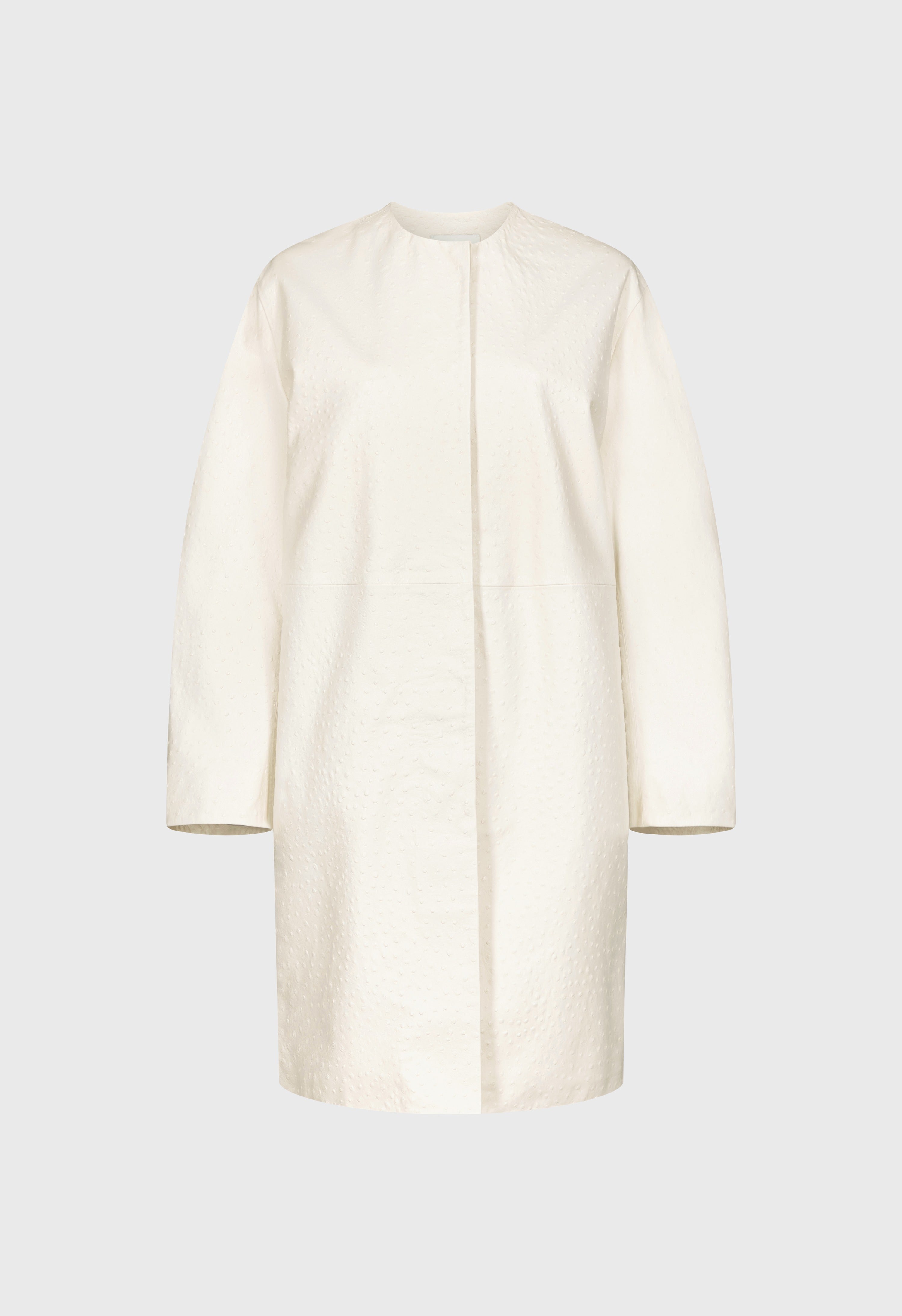 YARI Ostrich-effect leather coat