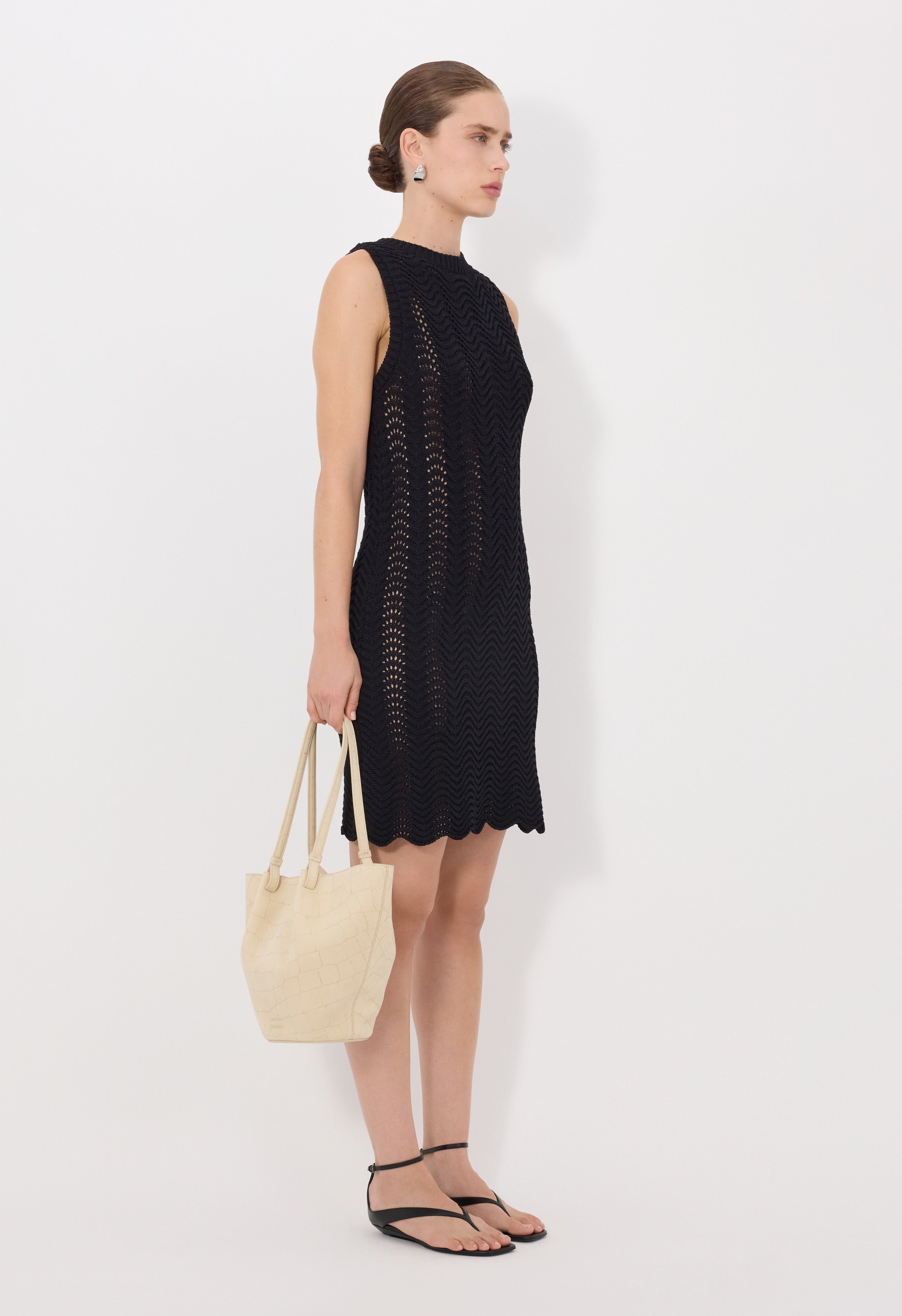 YOKO Sleeveless Ottoman crochet dress