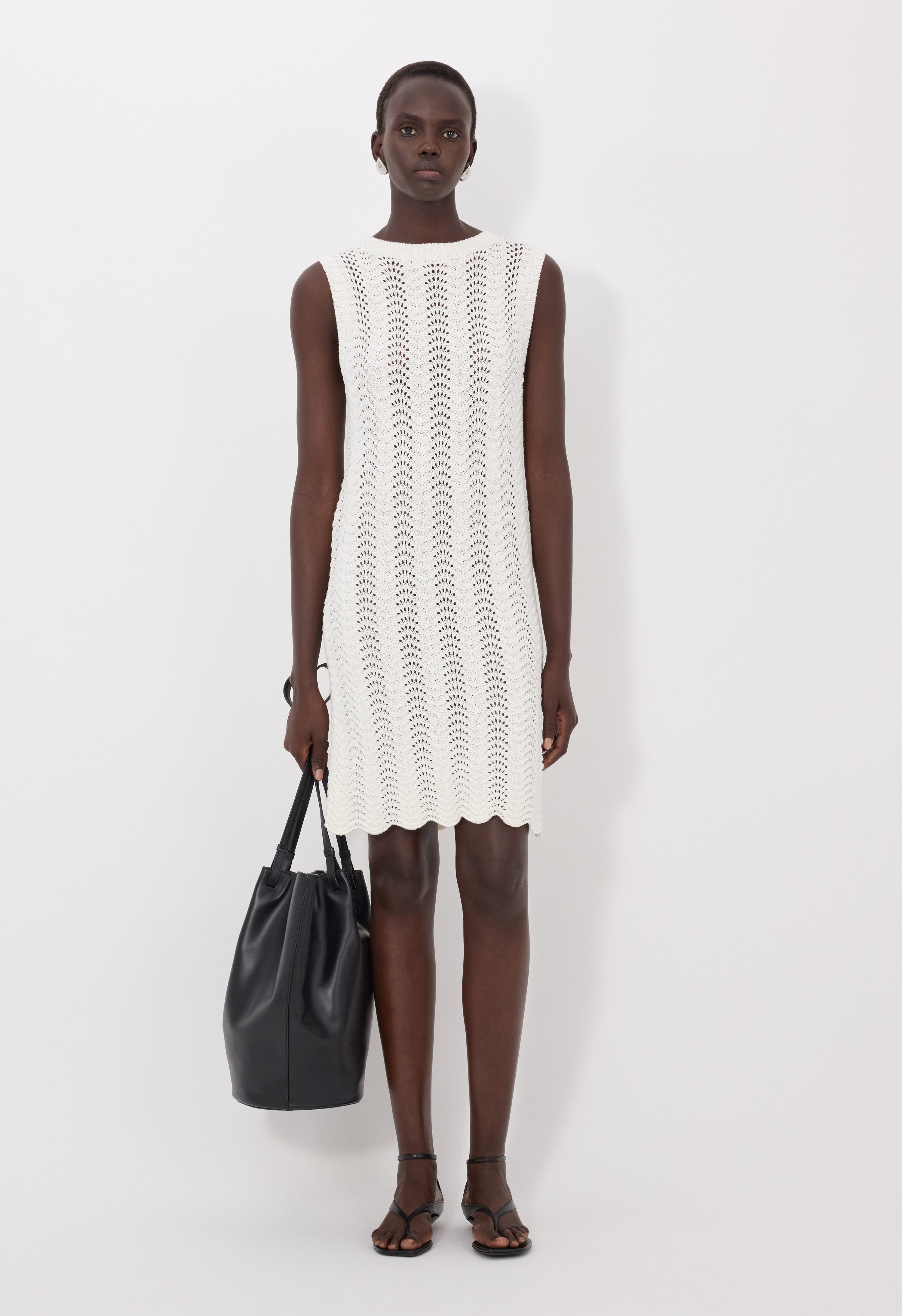 YOKO Sleeveless Ottoman crochet dress